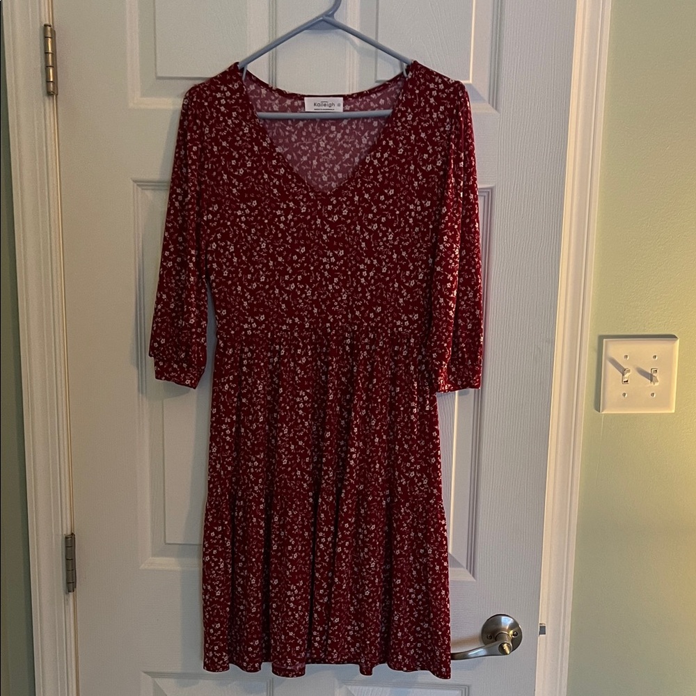 Kaileigh Burgundy Floral Dress